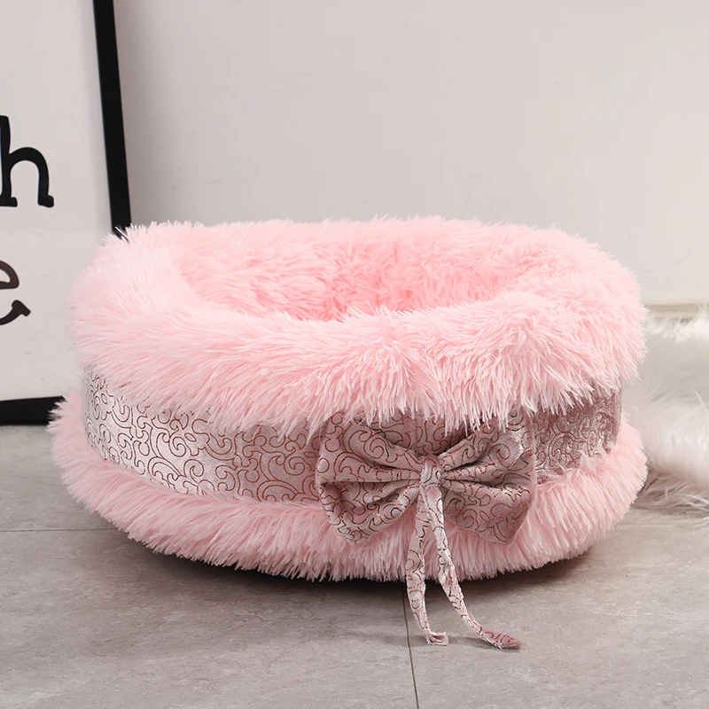

Dog Bed Round Sofa Cat Nest Kennel Winter Warm Long Plush Pet Super Soft Bed For Small Medium Dogs Cushion Mat Pet Supplies