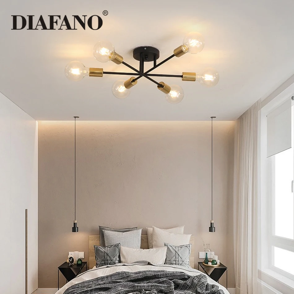 

Modern Ceiling chandelier for Living Room Bedroom Black Gold decorative luminaires Nordic home decoration E27 indoor lighting