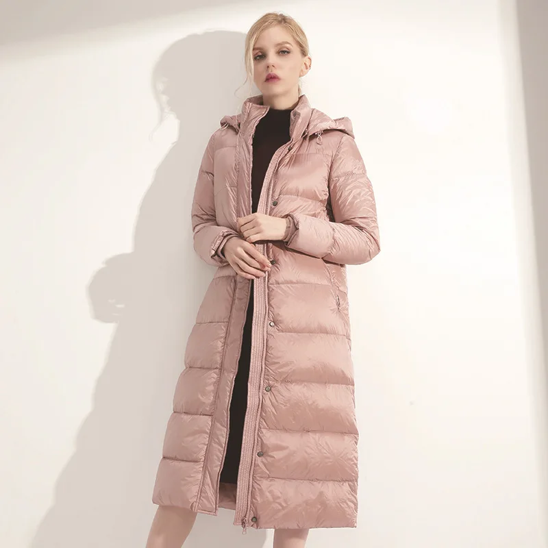 2019 Зимняя Новая высококачественная Женская модная длинная пуховая куртка с