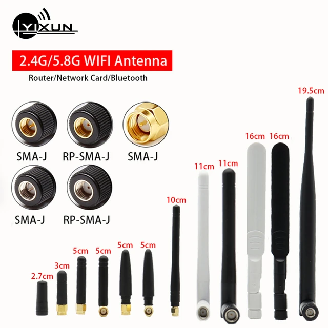 Antena WiFi de doble banda 2.4 GHz 5.8 GHz 12 DBI RP-SMA Router Omni Antena  para PCI-E WiFi Router Computadora Tarjeta de red inalámbrica USB Cámara