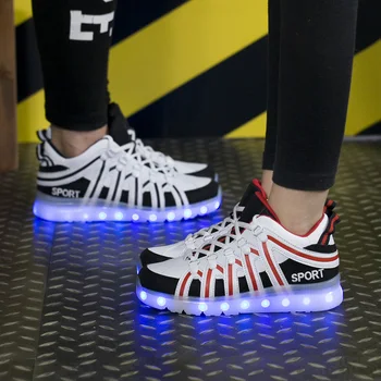 

Men Women Unisex LED Shoes Fashion Couple Sneakers Casual Flat Shoes USB Charging Lights Shoes