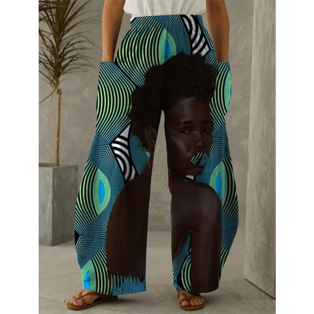 New Autumn Model Face 3D Pant Loose Long Trousers Baggy Pantalon Women Elastic Waist Retro Lantern Pants Girls Oversized Pants joggers Pants & Capris