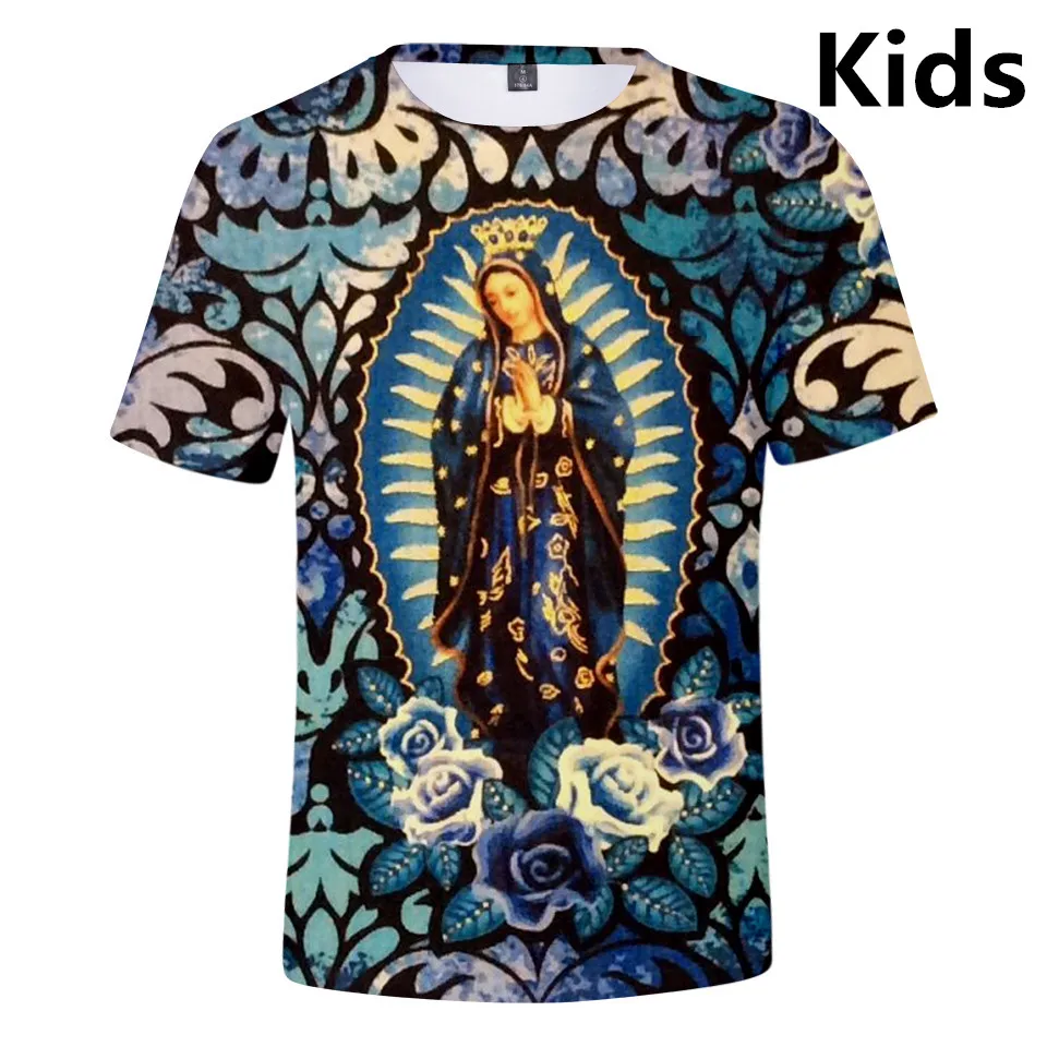 

2 to 13 years kids t shirt Our Lady Of Guadalupe Virgin Mary Mexico Mexican 3d t-shirt boys girls fashion tshirt Teen clothes