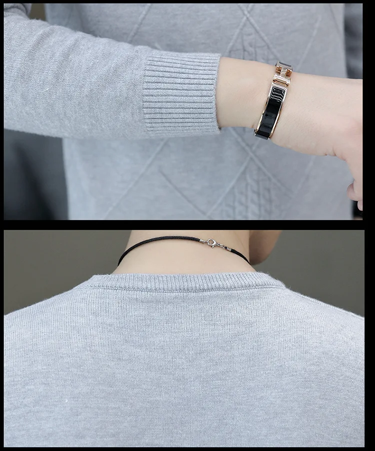 Striped Black Gray Mens Knit Pullover Sweaters Thick Loose Boys Sweaters Winter England Style O-Neck Men Knit Wear