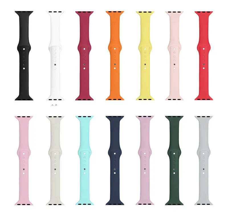 Чистый цвет мягкий силиконовый ремешок для умных часов сменный Apple watch серии 1/2/3/4/5