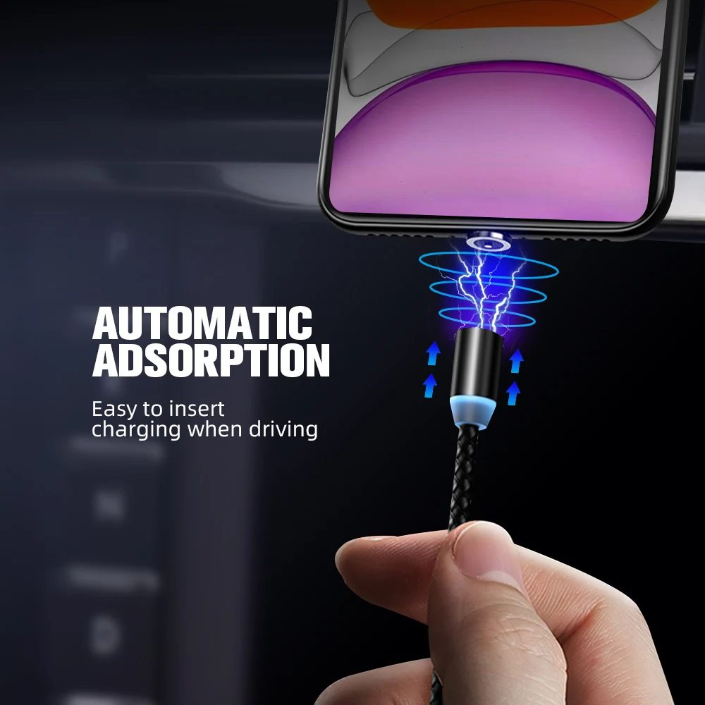 LED Magnetic Charger Kabel Data USB Mikro Ponsel Tipe C Cepat Pengisian Kabel untuk iPhone Huawei P30 Xiaomi Ponsel USB cabo