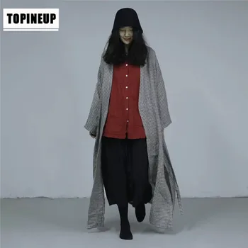 

New 2019 Retro Vintage Women Plus Size Summer Maxi Dress comfortable plaid print Cotton Linen Long Robe Dress