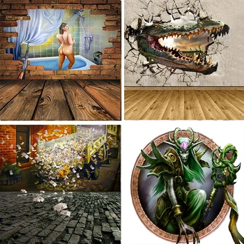 

Nitree Fotografia Backdrop Naked Girl 3D Printing Money Broken Wall Photo Studio Props Achtergrond Photography Background Vinyl