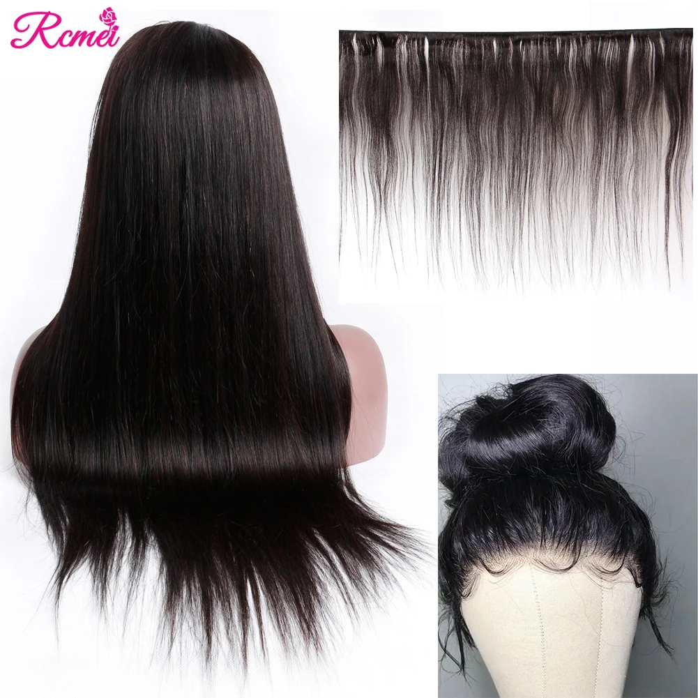 360 Lace Frontal Wig Long Straight Lace Front Human Hair Wigs Pre Plucked With Baby Hair 150% Remy Brazilian Wig For Black Woman