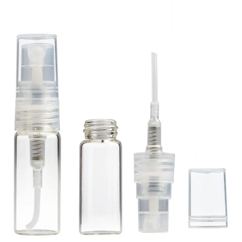 

100pcs/lot Mist Spray Bottle Spray Pump Bottle 2ml 3ml 5ml Travel Refillable Glass Perfume Bottle With Sprayer