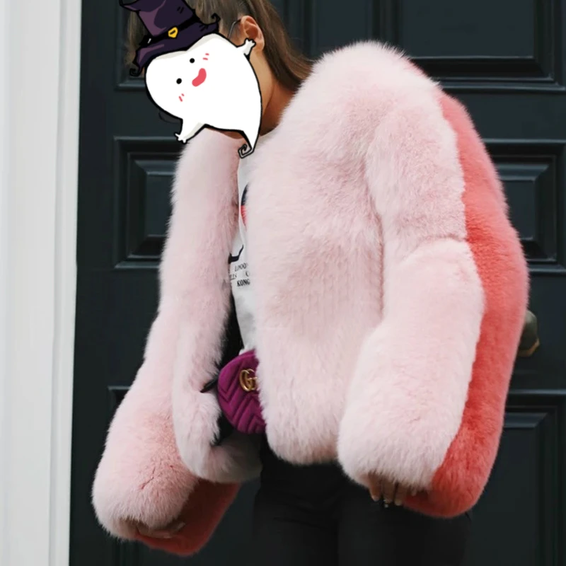 

RR Genuine Fur Jackets Women Fashion Real Fox Fur Coats Women Elegant Long Sleeve Thick Jackets Female Ladies HAA