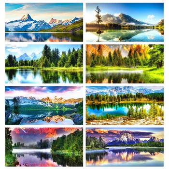 

Huacan Full Square/Round Diamond Painting Landscape 5D DIY Diamond Embroidery Mosaic Mountain Decorations Home