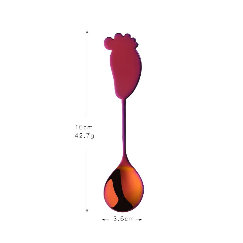 4 Rainbow NO.3-L 4Pcs/lot Creative Coffee Tea Spoon Stainless Steel Mini Cute Spoons Snack Dessert Scoops Drinking Tools Baby Dinner Spoons - Цвет: 4 Rainbow NO.3-L