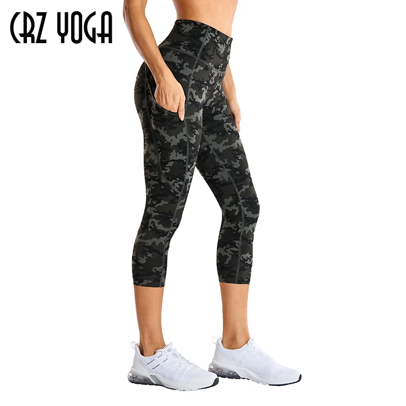 CRZ YOGA Women's Naked Feeling I High Waist Crop Tight Run Training Yoga Capri Leggings with Side Pocket-19 Inches CRZ YOGA Women's Naked Feeling I High Waist Crop Tight Run Training Yoga Capri Leggings with Side Pocket-19 Inches
