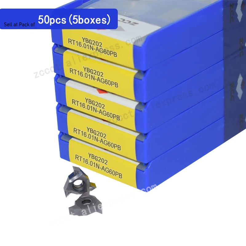 50pcs Zcc Thin Threading Insert Rt16.01wag60pb Ybg202 Right External