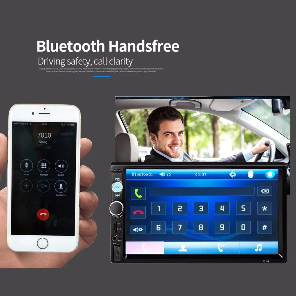 Автомагнитола 2 Din с сенсорным экраном 7 дюймов MP5 Bluetooth USB FM AM мультимедийный плеер