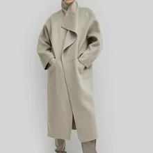 Новое простое свободное Женское шерстяное пальто в городском стиле