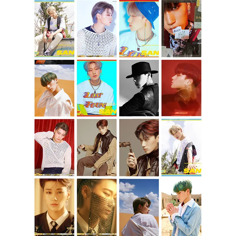 16 шт./компл. KPOP ATEEZ Aurora TREASUREEP FIN ALLTOACTION Wonderland DazzlingLight Фотокнига 52*74 мм LOMO Card - Цвет: 7
