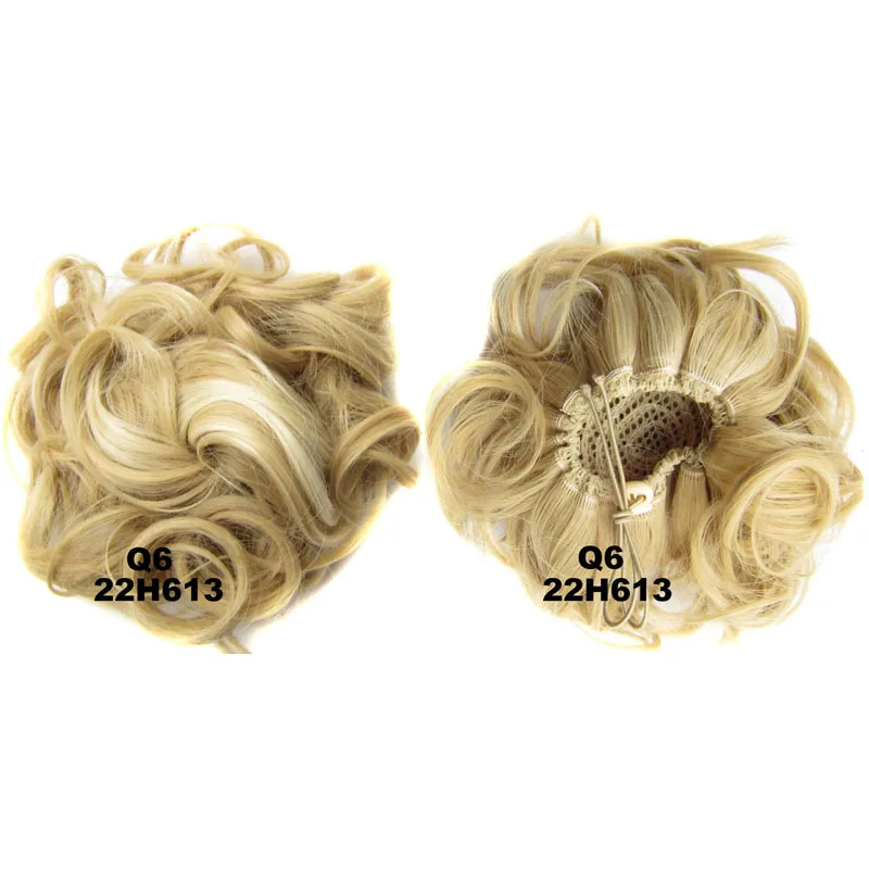 Женский пушистый классический Updo шиньон синтетический волнистый кудрявый эластичный резиновый ремешок грязные волосы пучок кусок - Цвет: 22H613
