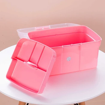 

Hand-held Desktop Storage Box Plastic Scissors Makeup Organizer Jewelry Nail Polish Pen Container Manicure Tool Case