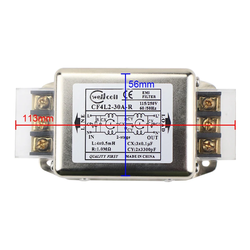 Ghxamp EMI фильтр блок питания 10A 20A 30A Расширенный EMI клеммный блок фильтр для аудио усилителя анти-помехи 1 шт