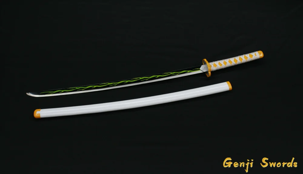 Demon Slayer: Kimetsu no Yaiba Japanese Anime Agatsuma Zenitsu Cosplay Replica Sword Carbon Steel