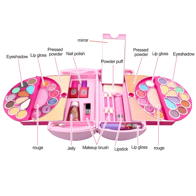 Дисней макияж маленькие девочки принцесса Холодное сердце Эльза Анна Белоснежка безопасность нетоксичный губная помада Набор косметический макияж детские игрушки подарок