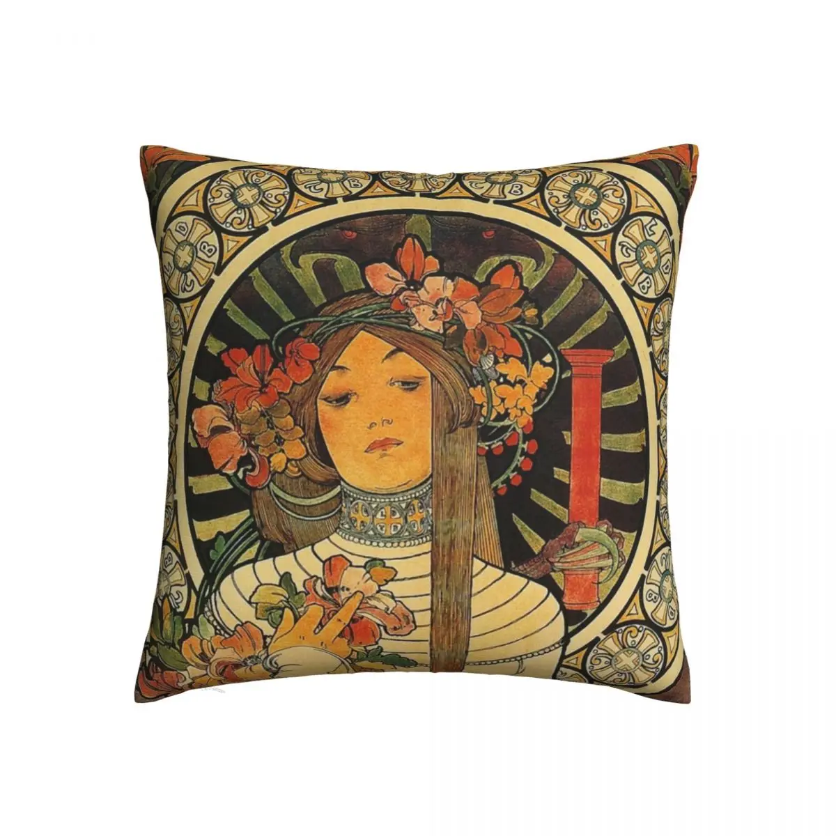 

Alphonse Mucha 1897 Art Pillow Case Retro Beauty Women Cushion Cover Fashion Zippered Decor Pillowcase for Living Room 40*40cm