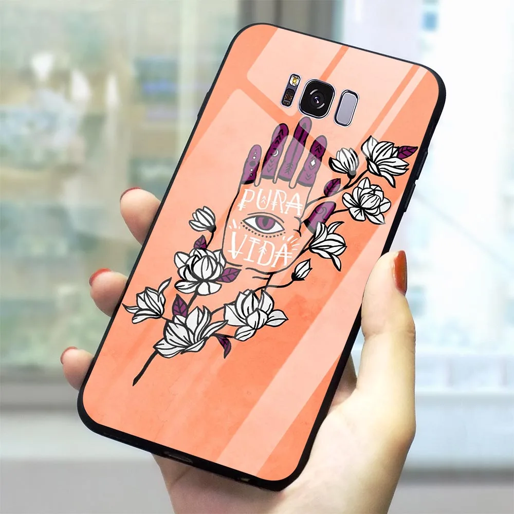 Phone Case For Galaxy A40 Gold Foil Eye Tempered Glass Cover Note 8 9 S7 Edge S8/S9 Plus S10 A10/20/30/50/60/70 M40 | Мобильные