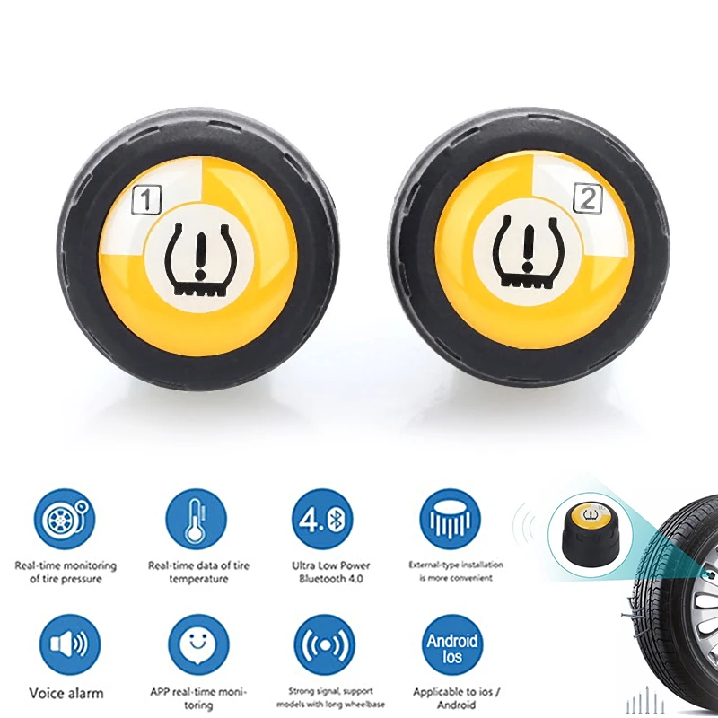 Vehemo беспроводной Tpms с 2 датчиками Bluetooth 4,0 мотоцикл Bluetooth Tpms монитор температуры шин для Android сигнализации