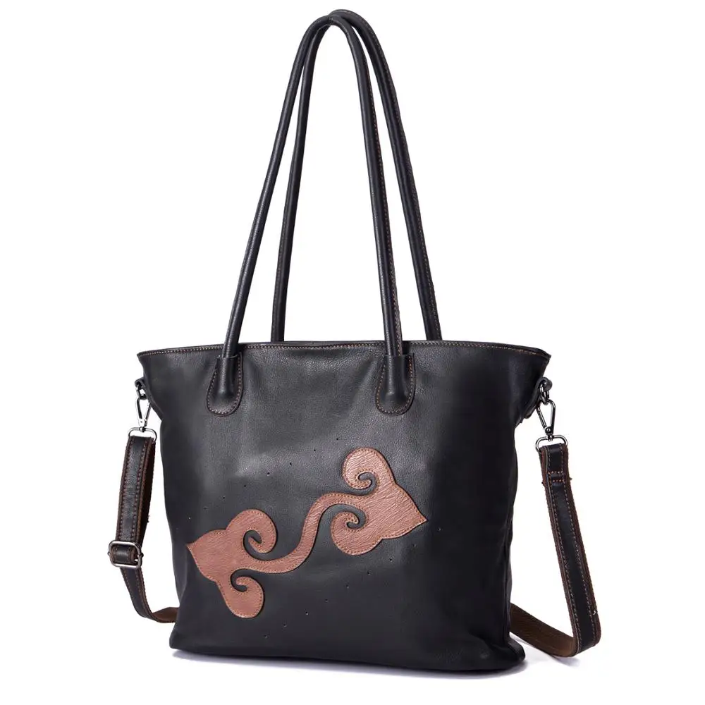 Натуральная кожа Повседневная дизайнерская Роскошная сумочка для покупок сумка на плечо для женщин Женская мода ol элегантная сумка 128-c - Цвет: Черный