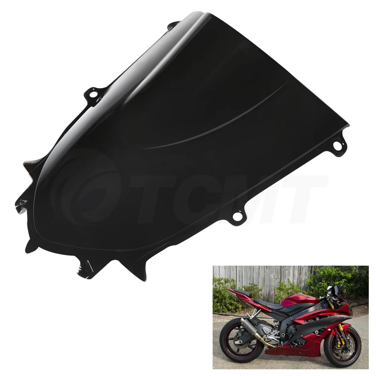 Лобовое стекло лобового стекла мотоцикла для Yamaha YZF-600R 600R YZF-R6- 17 18 черный/прозрачный