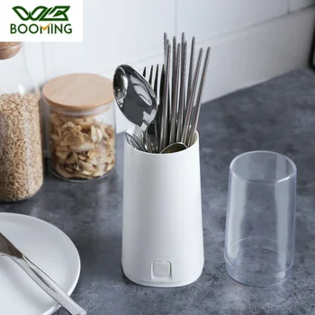 

WBBOOMING 3 Nordic Colors Plastic Kitchen Chopsticks Storage Bottle Knife Fork Spoon Drain Container Dust Cover Mould Proof Box