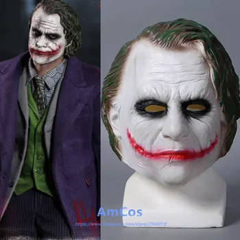 

Movie Batman The Dark Knight Joker Cosplay Hoorible Latex Hood Mask Adult Halloween Horror Clown Cosplay Praty Accessories