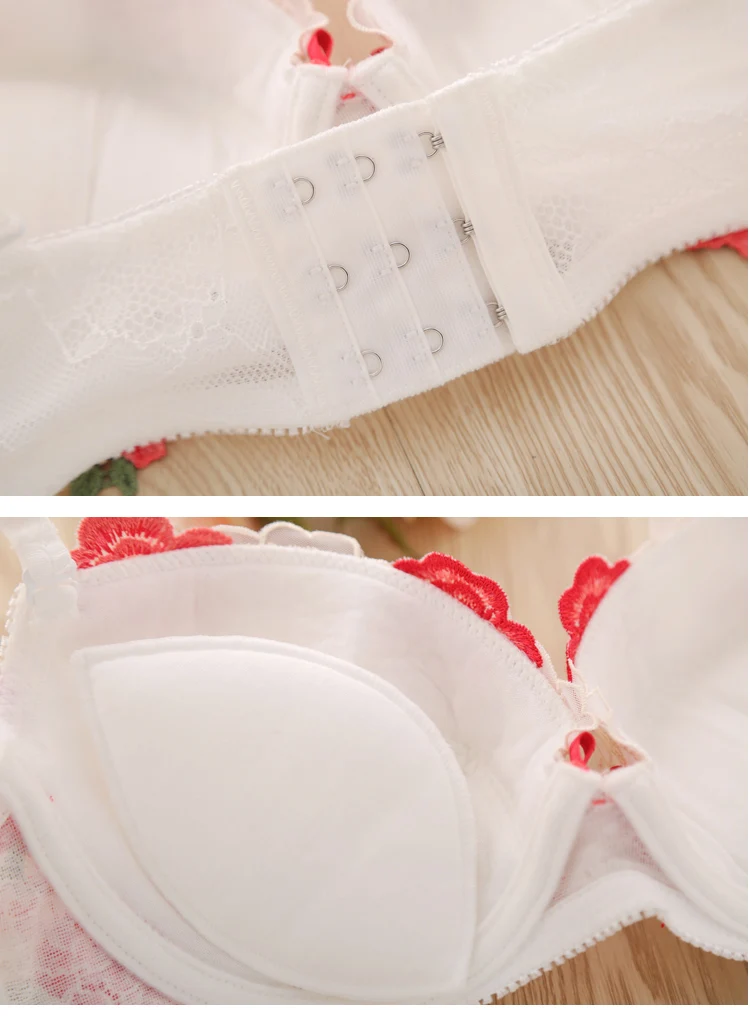 European sexy underwear embroidery flower mesh deep V on the girl lady bra set 2044
