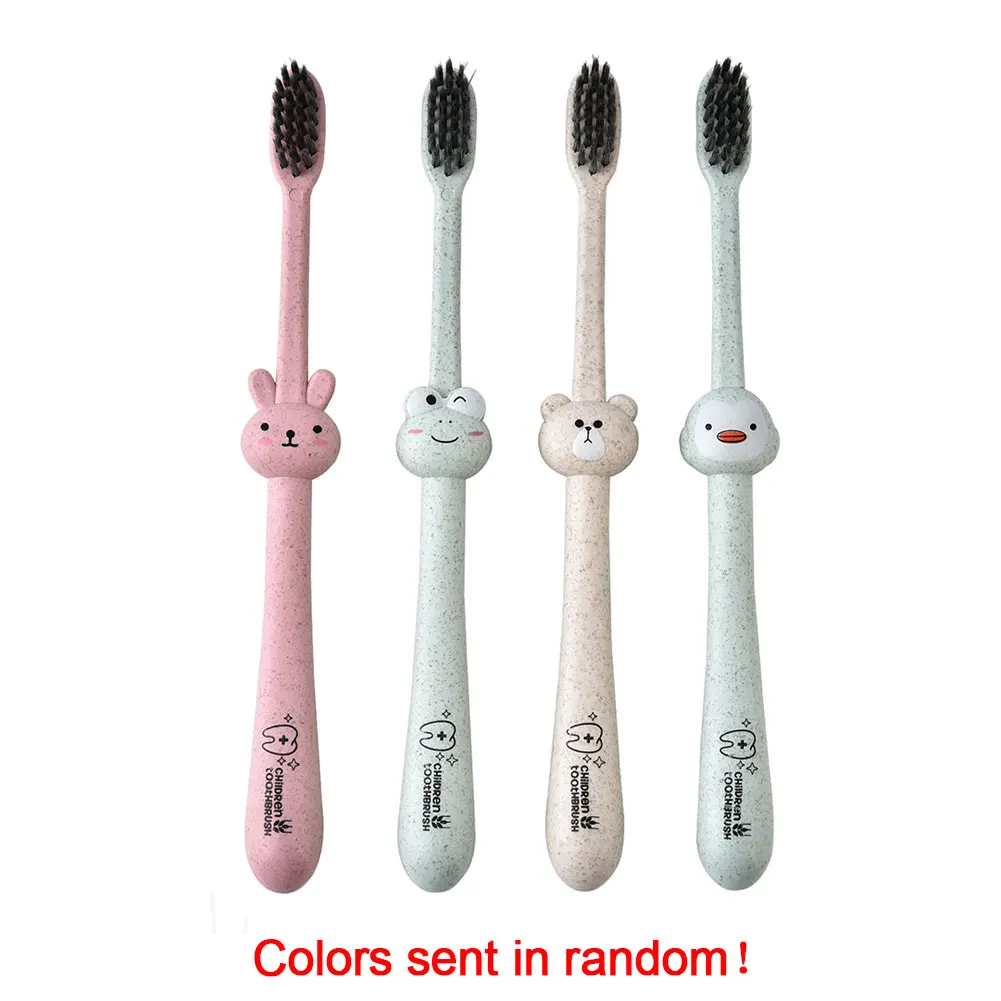 Практичная детская зубная щетка с рисунком из мультфильма, детская зубная щетка, бамбуковый уголь, уход за полостью рта, дорожная, разлагаемая, портативная