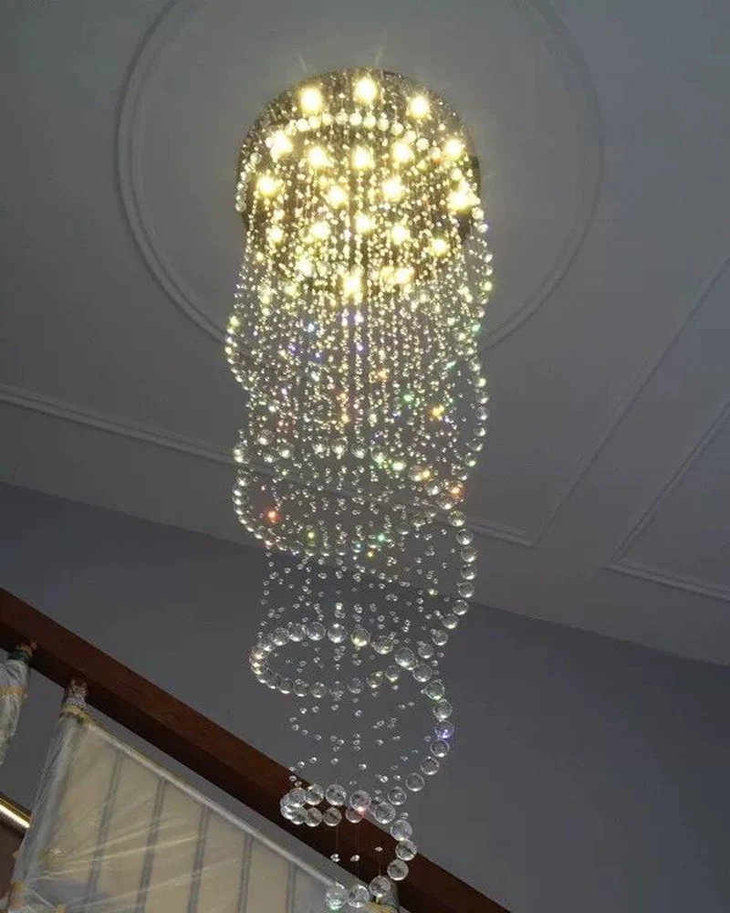 D80CM современный светодиодный спиральный Хрустальный потолочный светильник, светильники, длинный лестничный светильник для лестницы, гостиничного фойе, лампа для гостиной