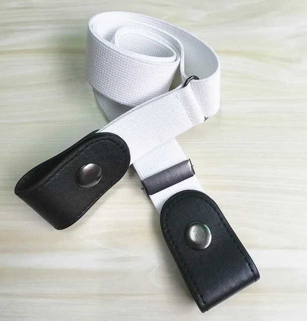 white and black -b Без пряжки, эластичный пояс для джинсовых брюк, платья без пряжки, эластичные пояса для талии, подходят для модных женщин, мужчин и девочек, пряжка из сплава - Цвет: white and black -b