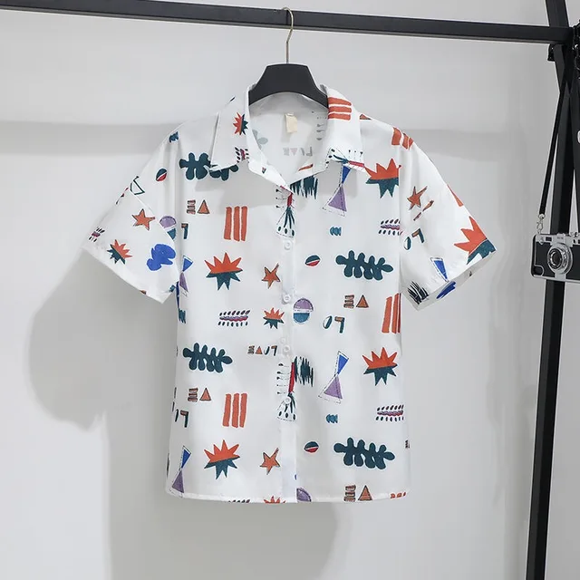 Big Size 40-200kg Fashion Cartoon Print Shirt Shorts Set for Women Summer Leisure Cozy Two-piece Clothing Sets Girl Short Sleeve Shirt2