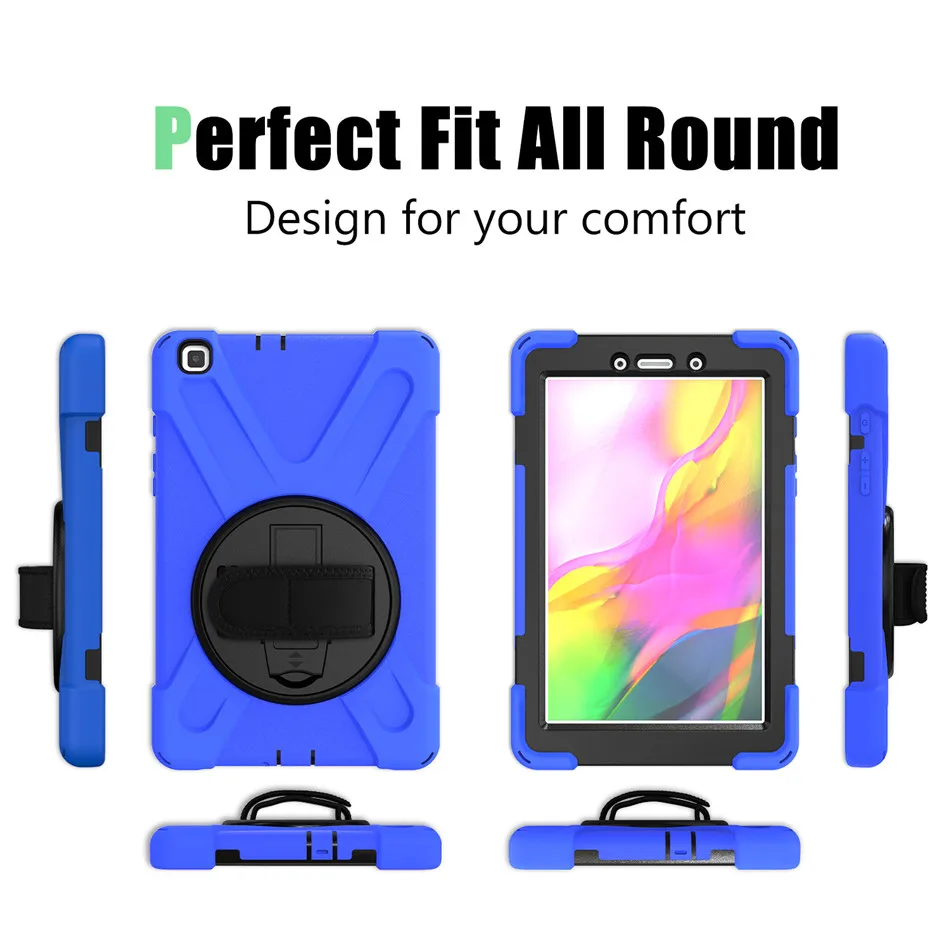 Tab A 8,0 сверхмощный прочный противоударный чехол 360 Поворот Kickstand/рука+ шейный ремешок для samsung Tab A 8,0 SM-T290 T295 T297