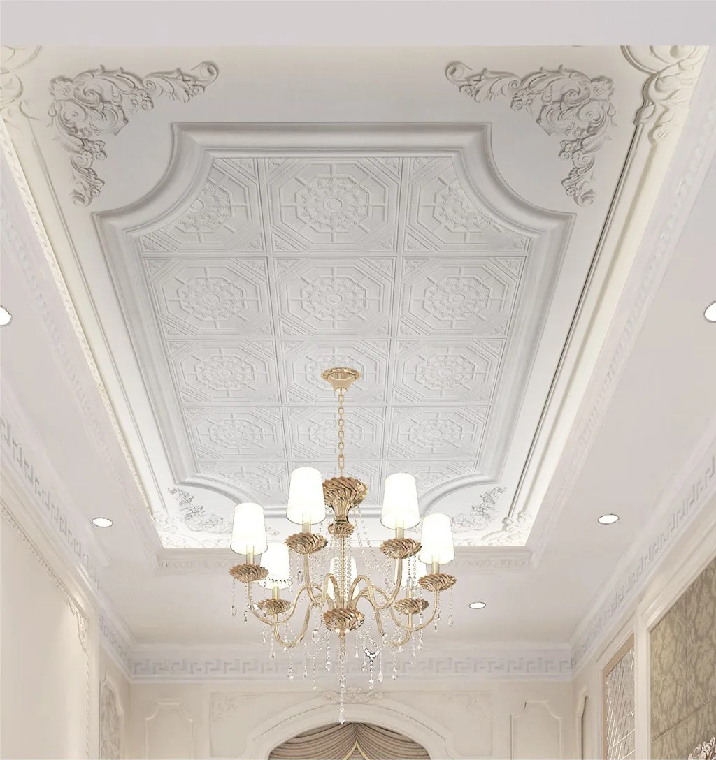 

3D European Style Decorative Pattern Blue Sky Ceiling Wallpaper Mural Living Room Bedroom Ceiling Roof Wallpaper