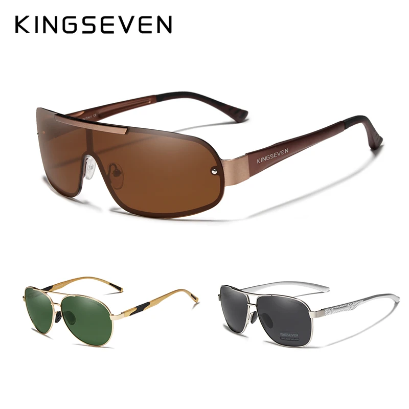 3 шт. комбинированные продажи KINGSEVEN брендовые дизайнерские солнцезащитные очки мужские Поляризованные коричневые линзы УФ-защита