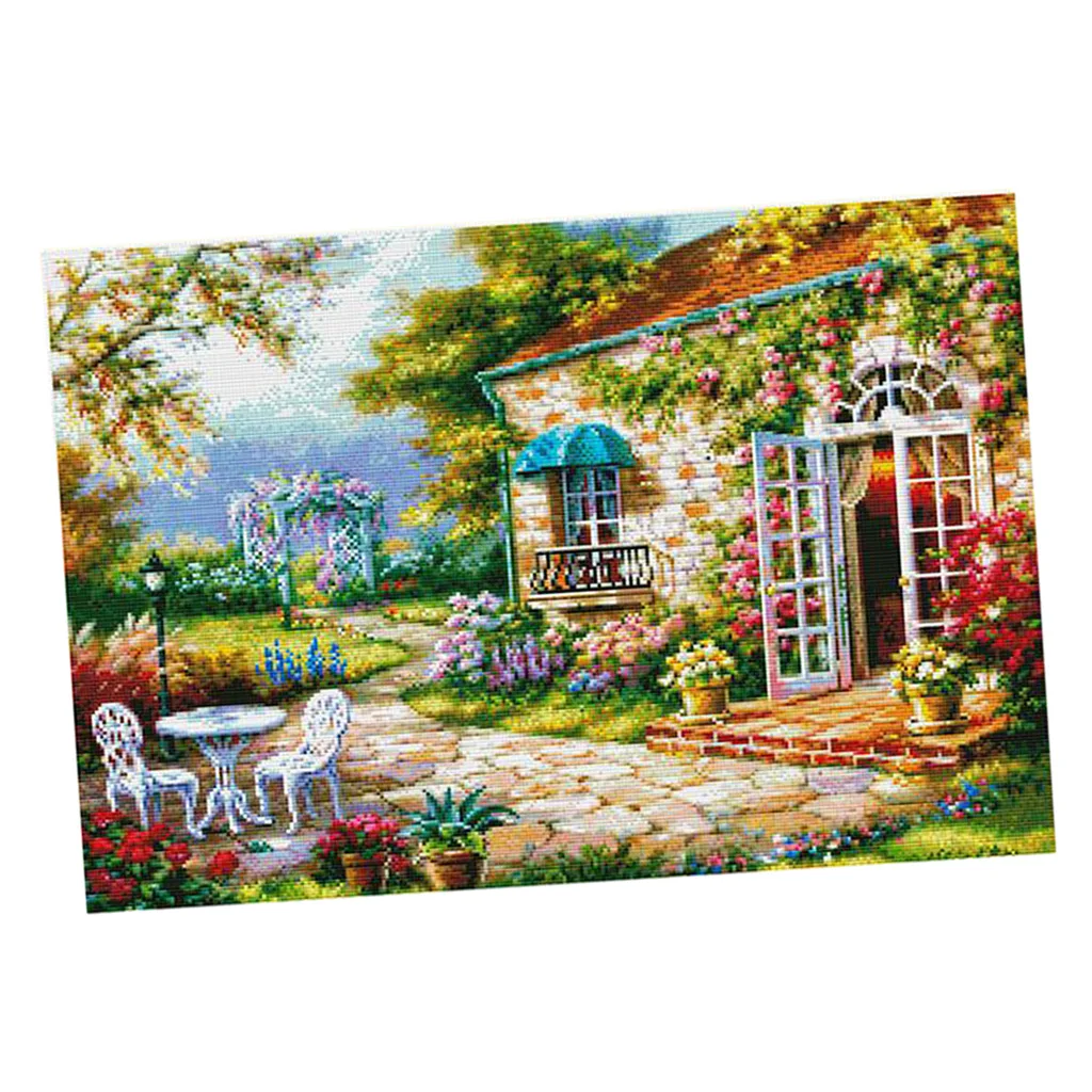 Blesiya Stamped Cross Stitch Kits With Pre-printed Pattern - Garden House