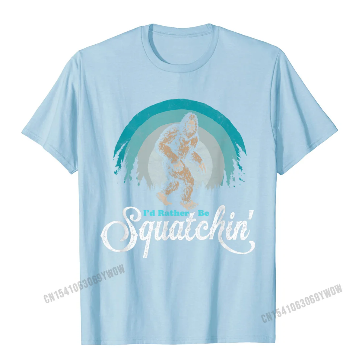  Men's T-shirts Casual Casual Tops Shirts Pure Cotton Round Collar Short Sleeve Custom Tops Shirt VALENTINE DAY Id Rather be Squatchin Vintage Funny Bigfoot 80s Sasquatch T-Shirt__125 light