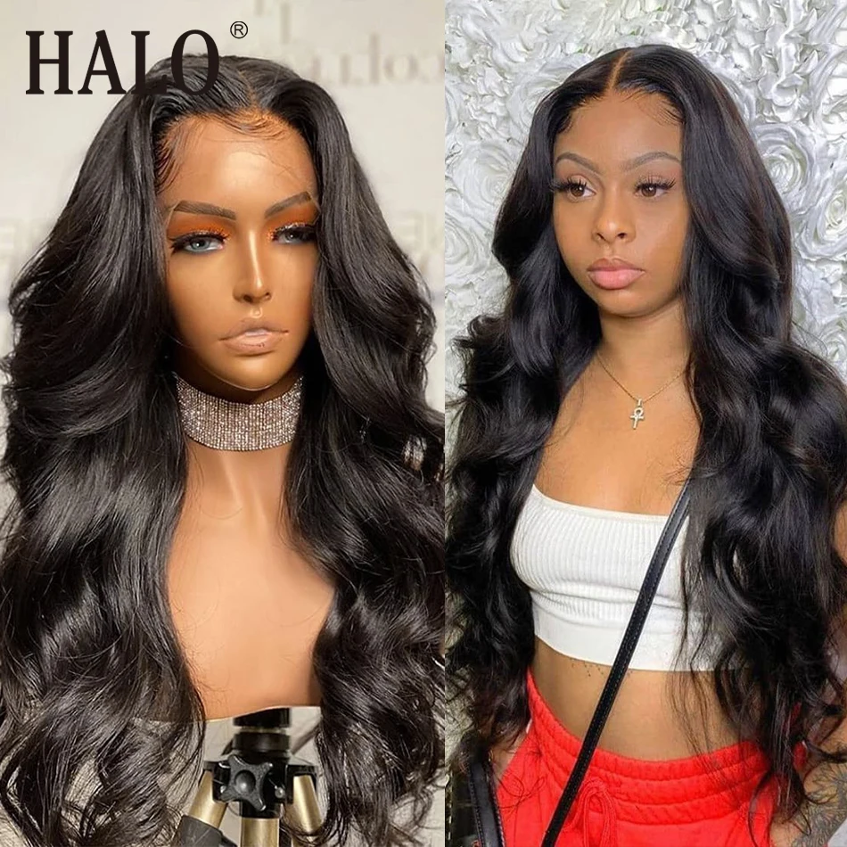 Парик Halo Body Wave 38 40 дюймов бразильские 13x 4 парики из человеческих волос на сетке