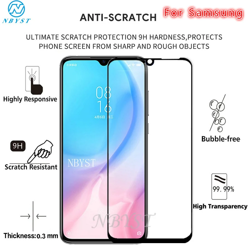 Закаленное стекло с полным покрытием для Samsung Galaxy A20E A20 A30 A40 A50 A70 M10 M20 M30 M40 A2