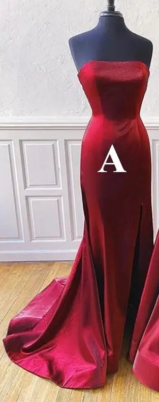 Бордовые платья для выпускного вечера vestido de festa Дешевые Длинные вечерние платья с тонкими бретельками и шлейфом вечерние платья - Цвет: A Style in Burgundy