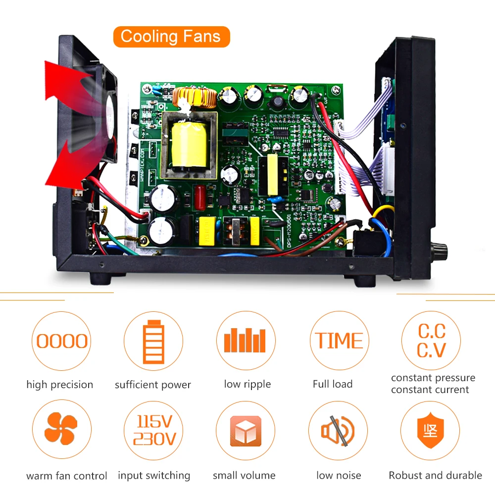 Wanptek-Fonte de Alimentação DC Ajustável, Tela Digital
