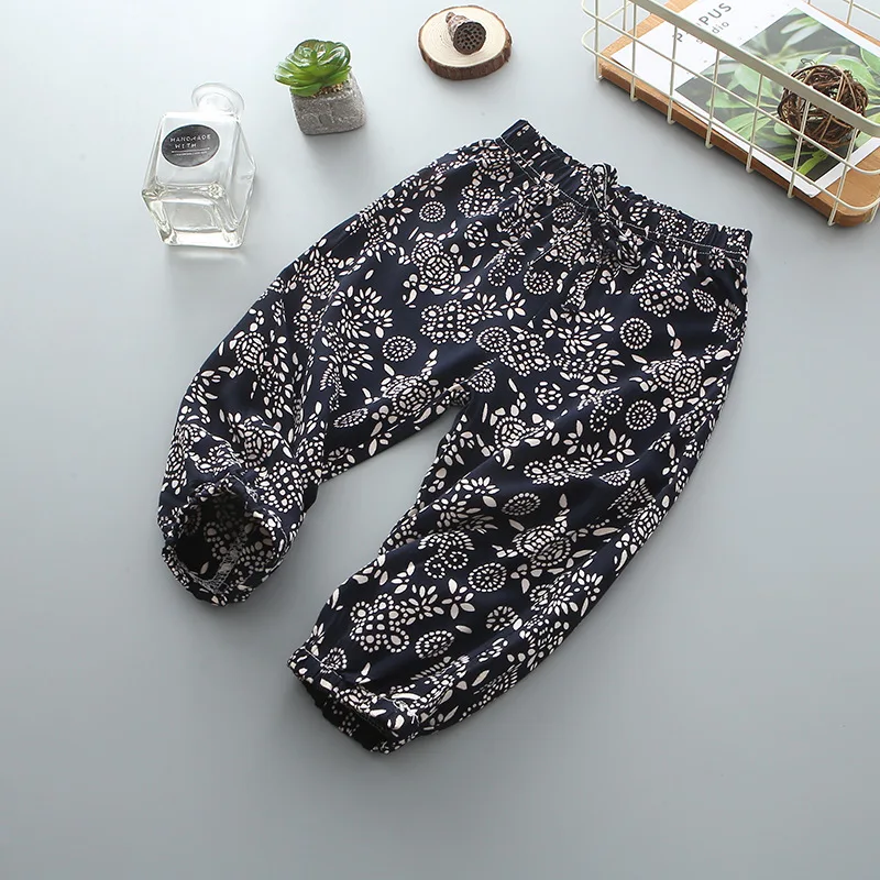 Летняя детская одежда; Детские противомоскитные штаны из Tencel Bourette; детские брюки из искусственного хлопка с мультяшным принтом