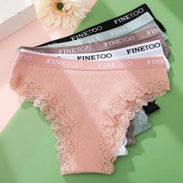 FINETOO Lace Women's Panties Cotton Brazilian Panties Woman Sexy